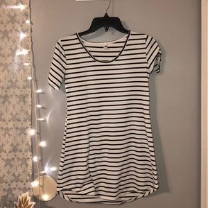 Black and white striped dress